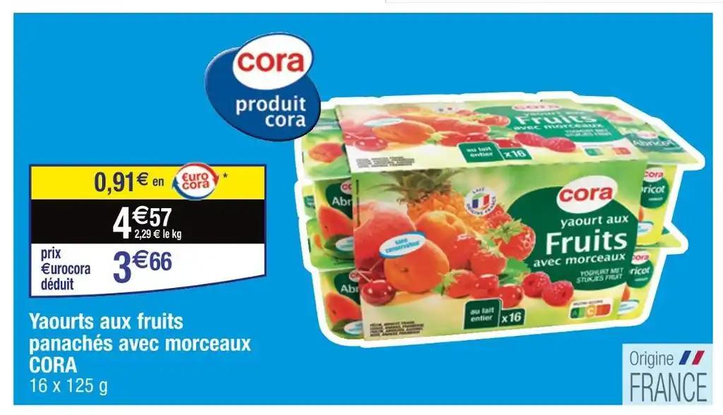 CORA Yaourts aux fruits panachés avec morceaux