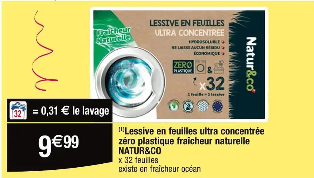 NATUR&CO (1)Lessive en feuilles ultra concentrée zéro plastique fraîcheur naturelle