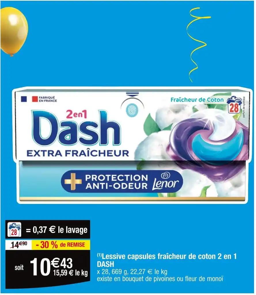 DASH (1)Lessive capsules fraîcheur de coton 2 en 1