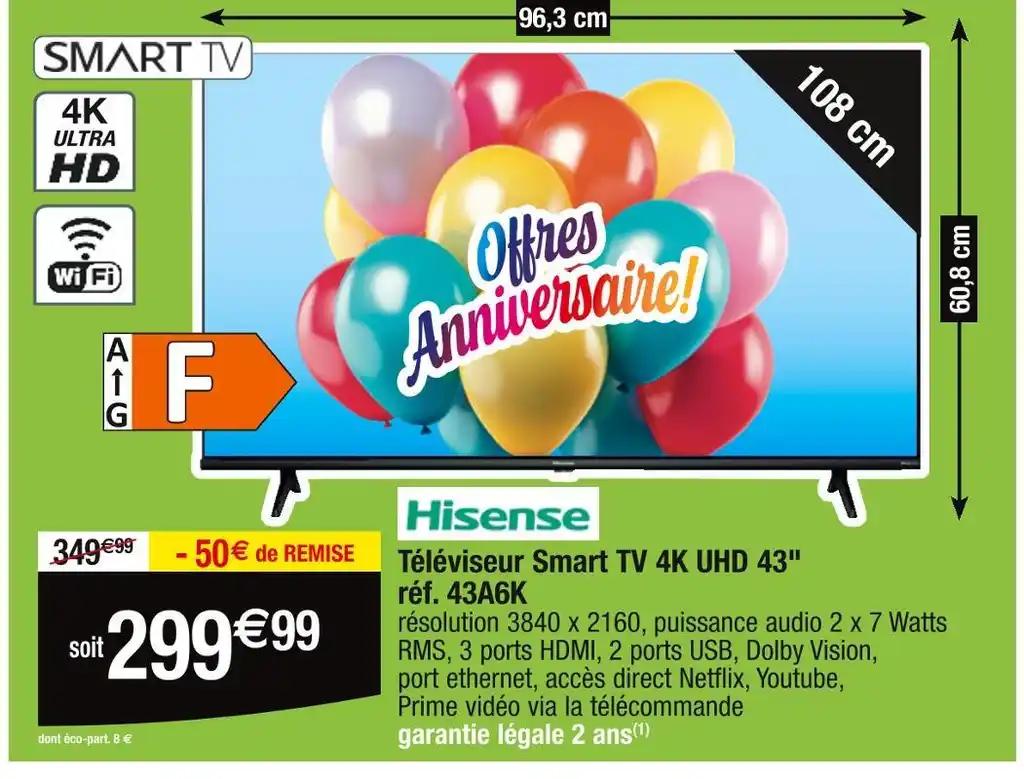 HISENSE Téléviseur Smart TV 4K UHD 43