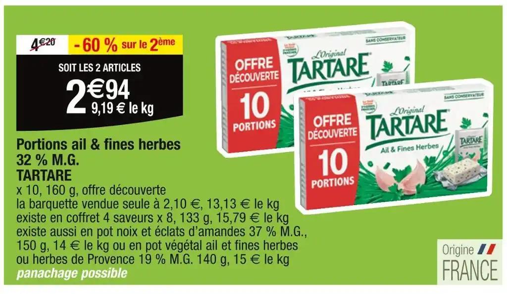 TARTARE Portions ail & fines herbes 32 % M.G