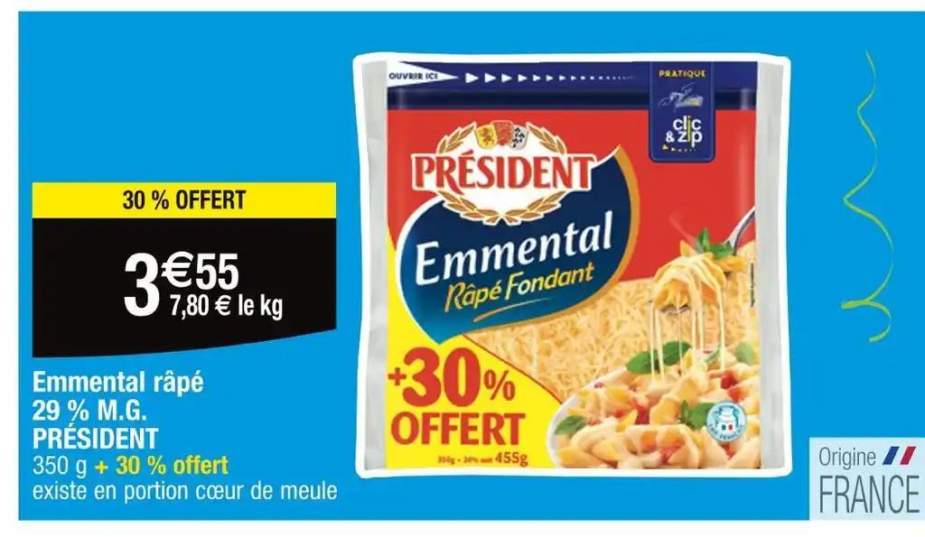 PRÉSIDENT Emmental râpé 29 % M.G