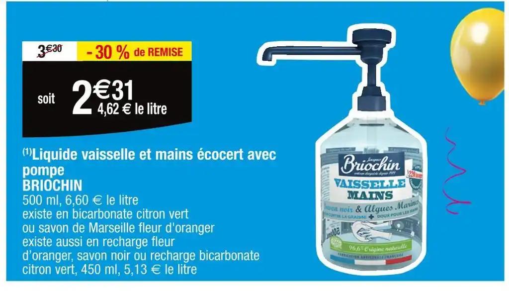 BRIOCHIN (1)Liquide vaisselle et mains écocert avec pompe