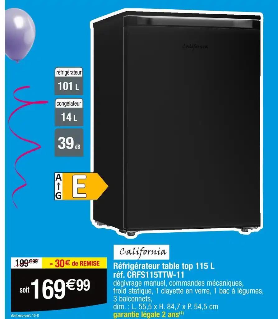 california Réfrigérateur table top 115 L