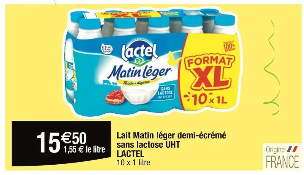 LACTEL Lait Matin léger demi-écrémé sans lactose UHT