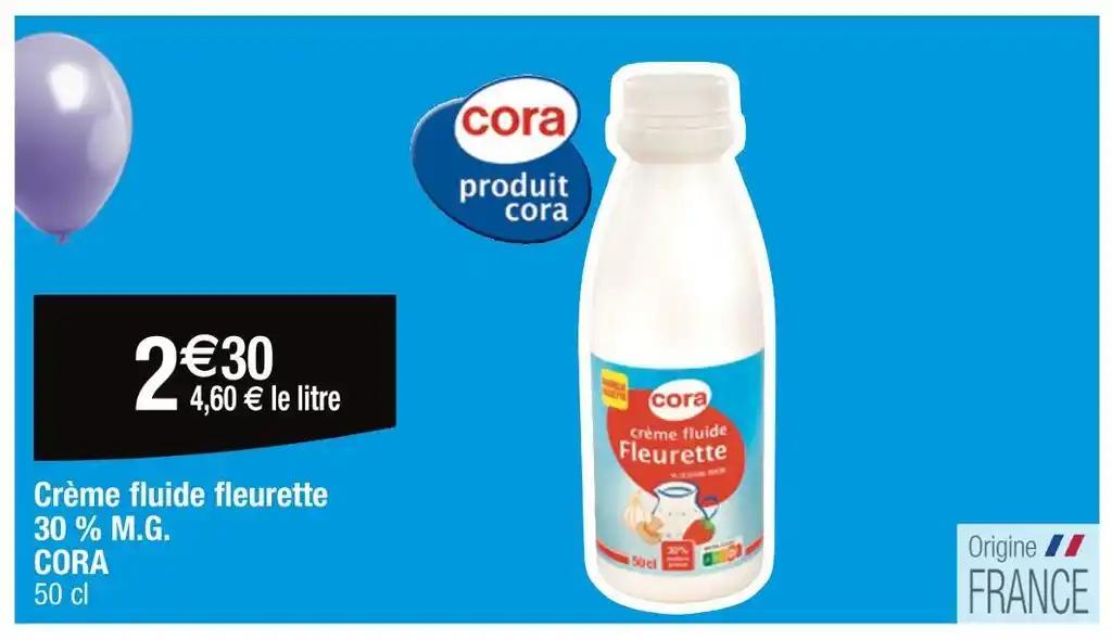 CORA Crème fluide fleurette 30 % M.G