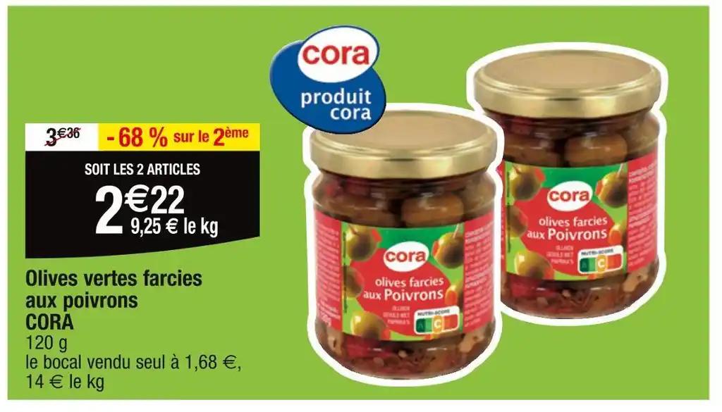 CORA Olives vertes farcies aux poivrons