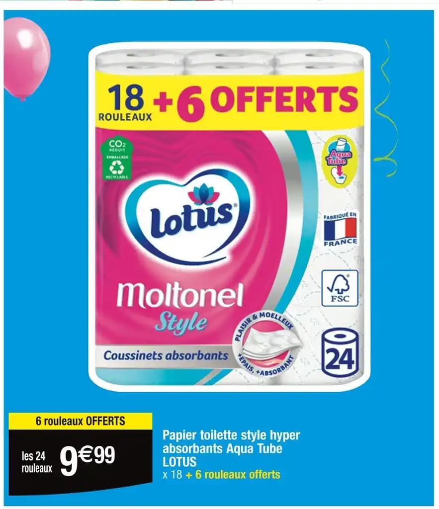 LOTUS Papier toilette style hyper absorbants Aqua Tube