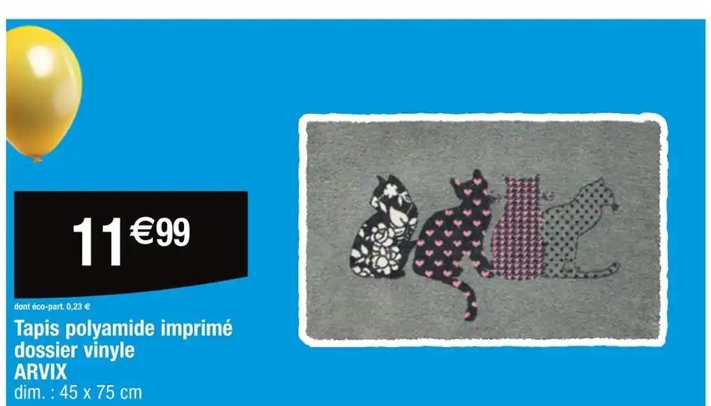 ARVIX Tapis polyamide imprimé dossier vinyle