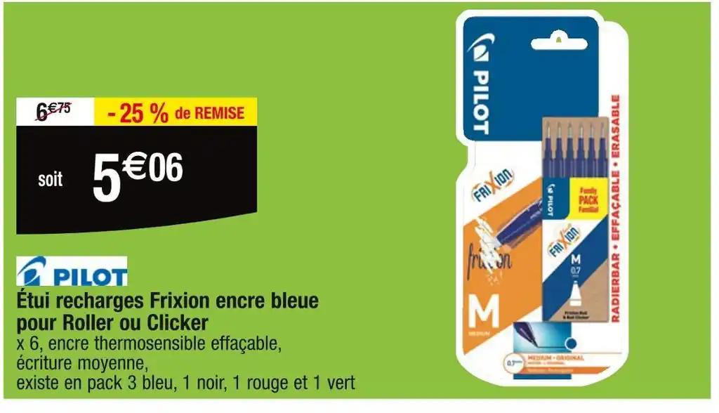 PILOT Étui recharges Frixion encre bleue pour Roller ou Clicker