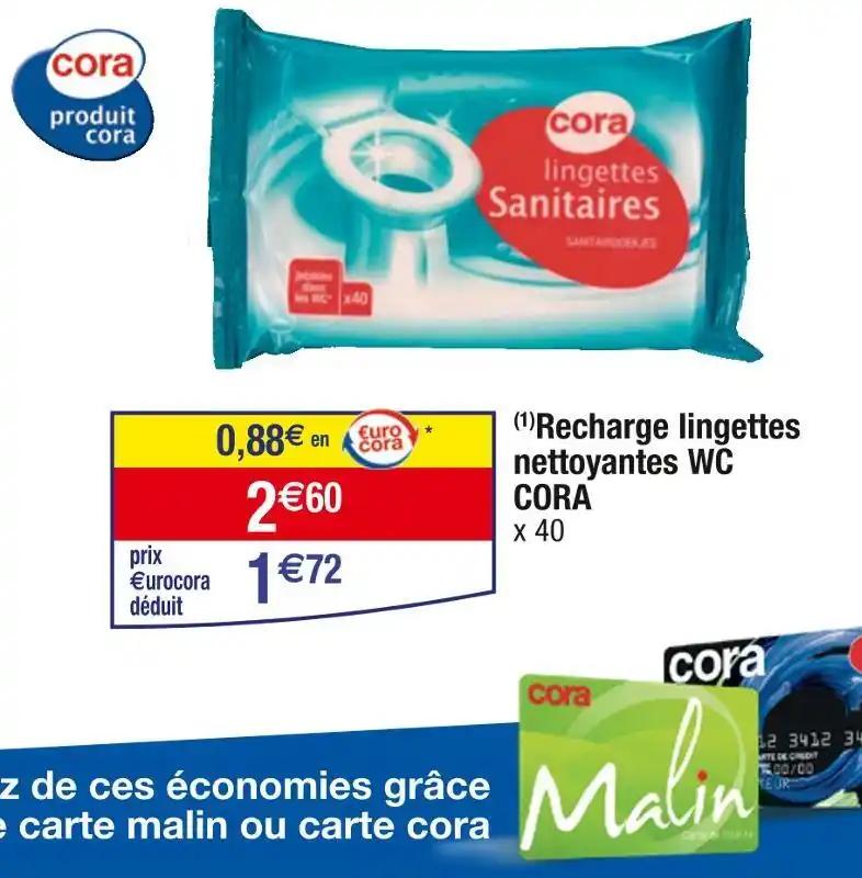 CORA (1)Recharge lingettes nettoyantes WC