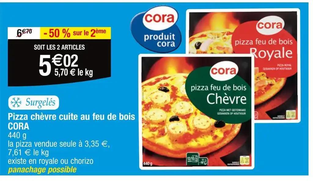CORA Pizza chèvre cuite au feu de bois