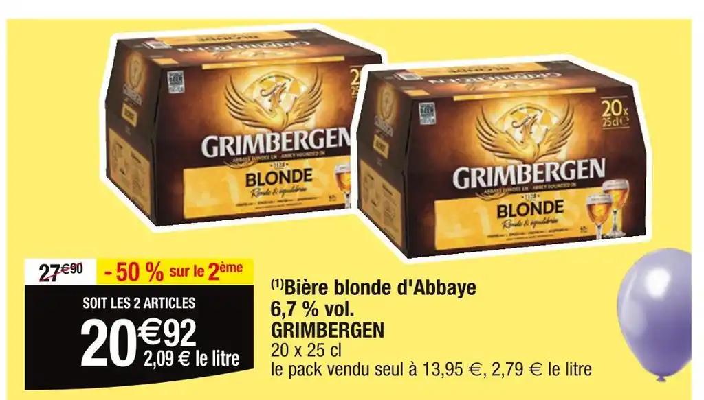 GRIMBERGEN Bière blonde d'Abbaye 6,7 % vol