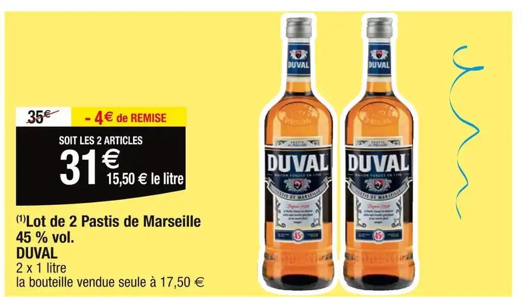 DUVAL Lot de 2 Pastis de Marseille 45 % vol