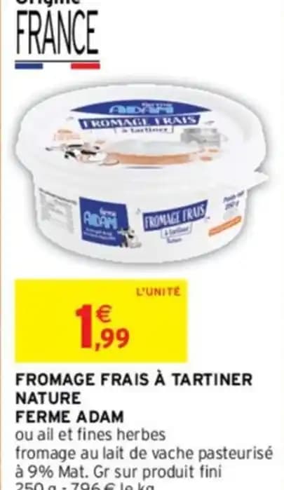 FROMAGE FRAIS À TARTINER NATURE FERME ADAM