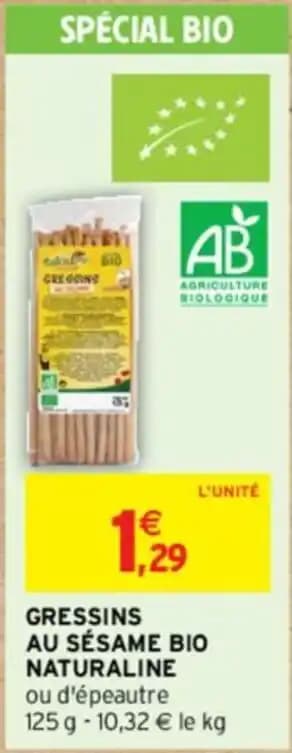 GRESSINS AU SÉSAME BIO NATURALINE ou d'épeautre