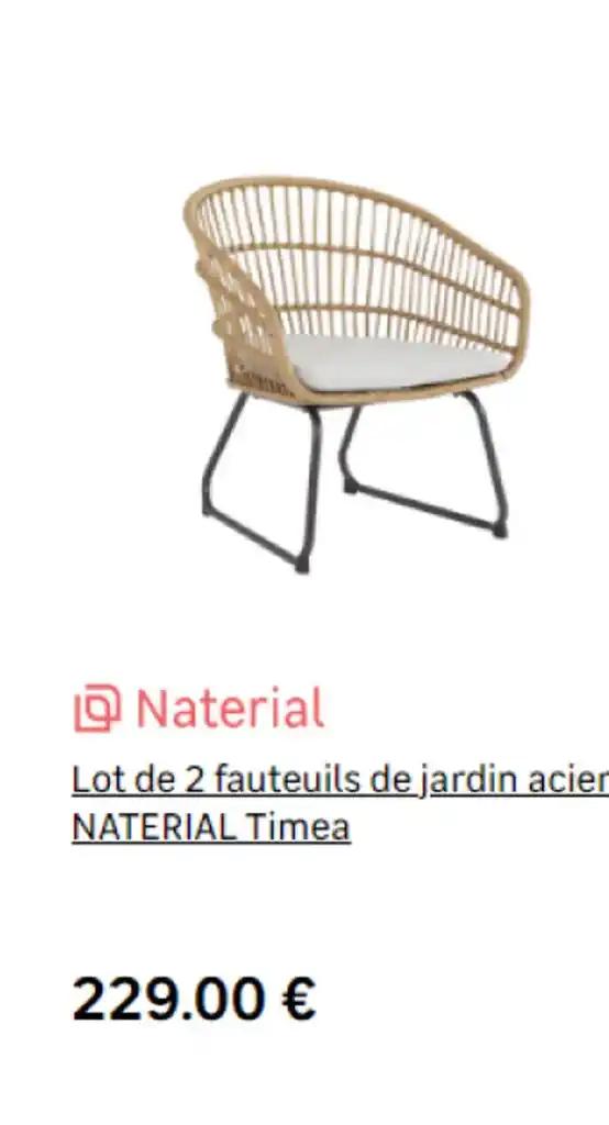 Lot de 2 fauteuils de jardin acier NATERIAL Timea