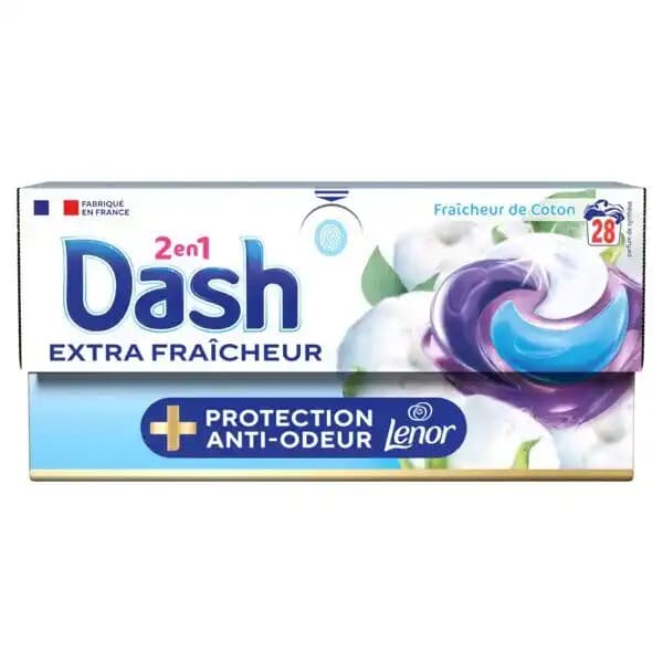 Lessive Capsule Fraicheur Coton Dash Pods