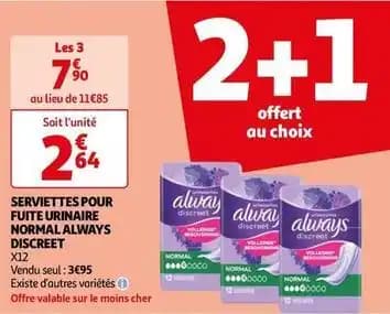 Always - serviettes pour fuite urinaire normal discreet