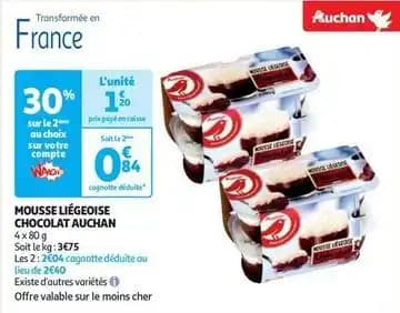 Auchan - mousse liégeoise chocolat