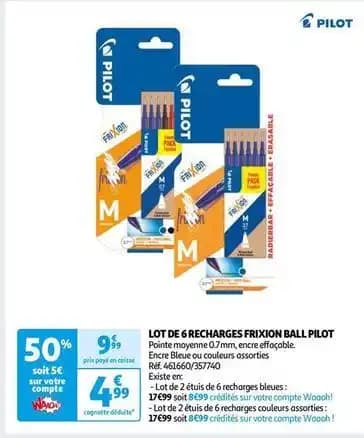 Pilot - lot de 6 recharges frixion ball