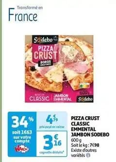 Sodebo - pizza crust classic emmental jambon