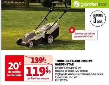 Gardenstar - tondeuse filaire 2000 w