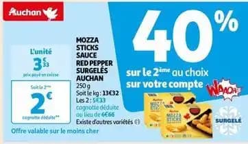 Auchan - mozza sticks sauce red pepper surgelés