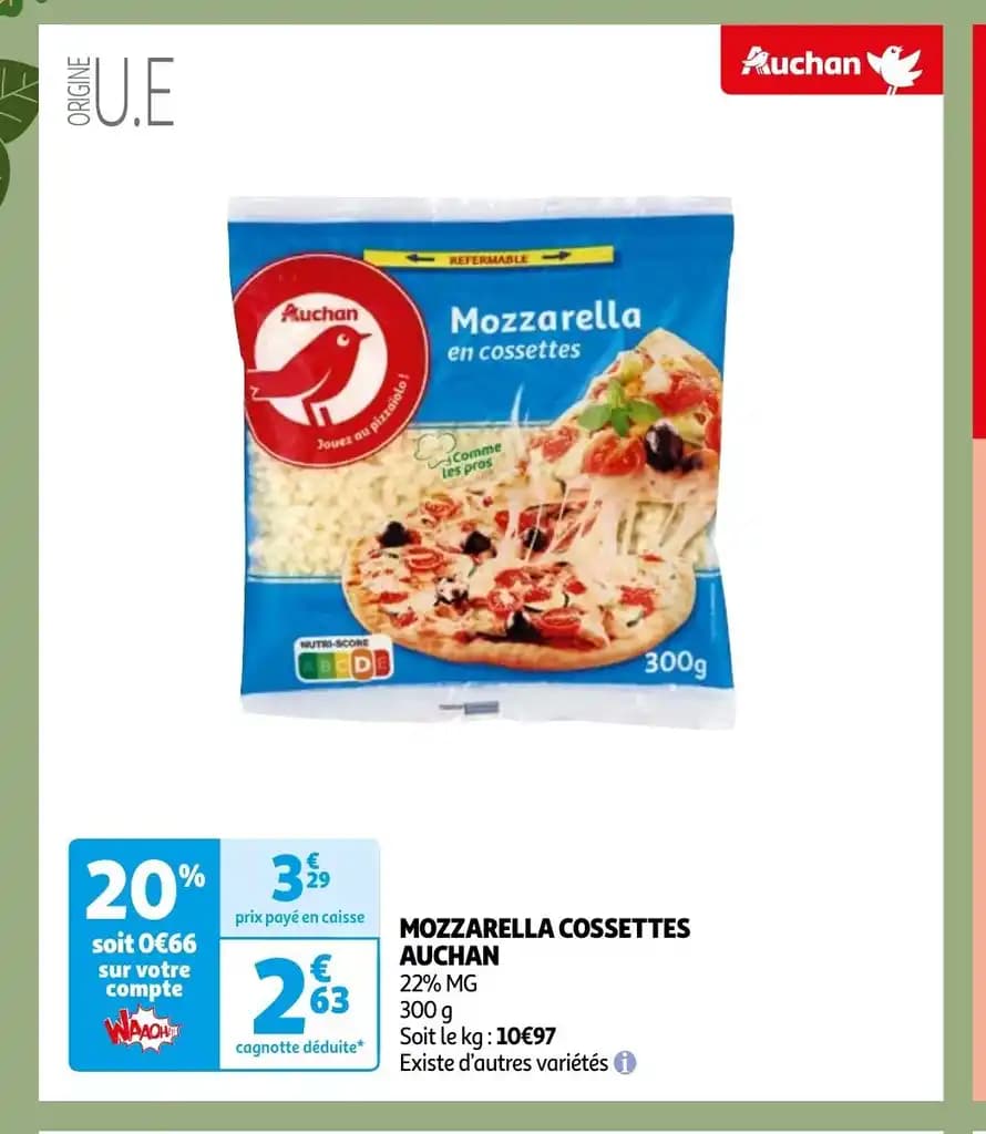 MOZZARELLA COSSETTES AUCHAN