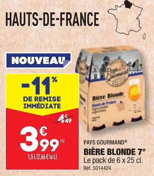 BIÈRE BLONDE 7° Le pack de 6 x 25 cl.