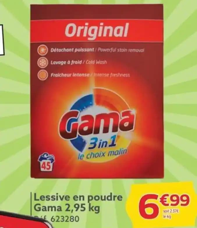 Lessive en poudre Gama 2,95 kg
