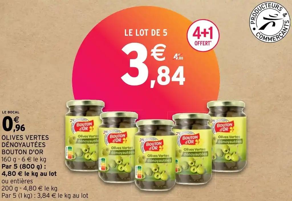 OLIVES VERTES DÉNOYAUTÉES BOUTON D'OR