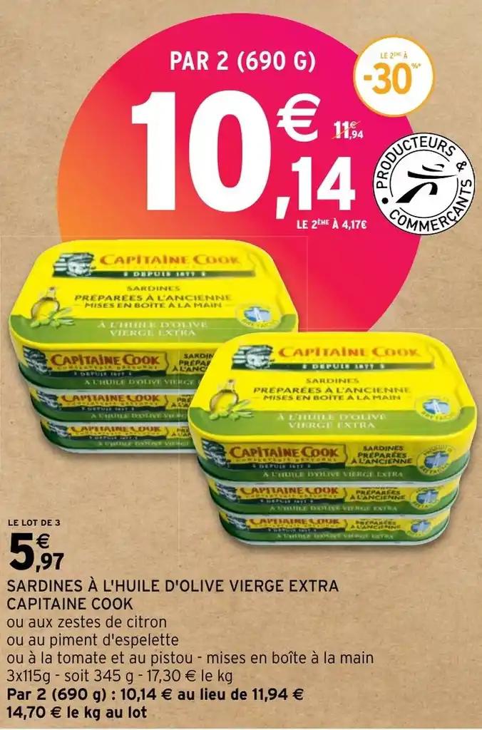 SARDINES À L'HUILE D'OLIVE VIERGE EXTRA CAPITAINE COOK