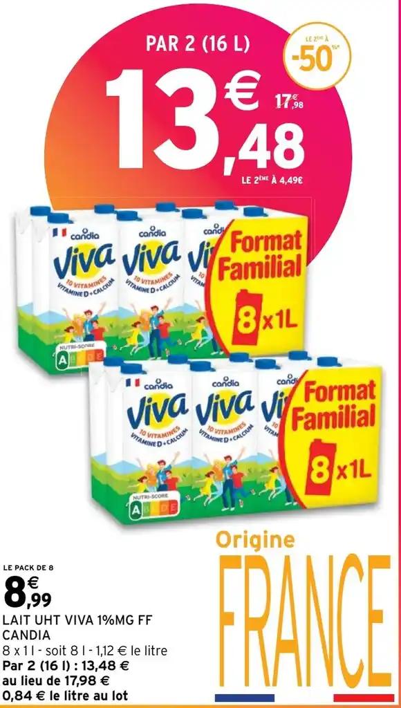 LAIT UHT VIVA 1%MG FF CANDIA