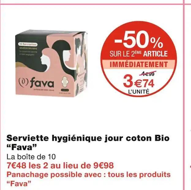 Fava Serviette hygiénique jour coton Bio