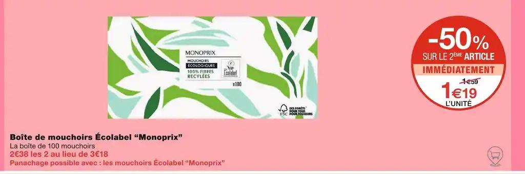 Monoprix Boîte de mouchoirs Écolabel