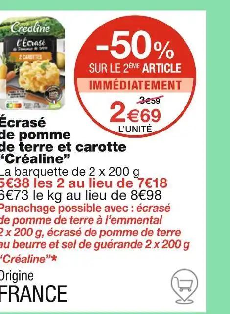Créaline Écrasé de pomme de terre et carotte