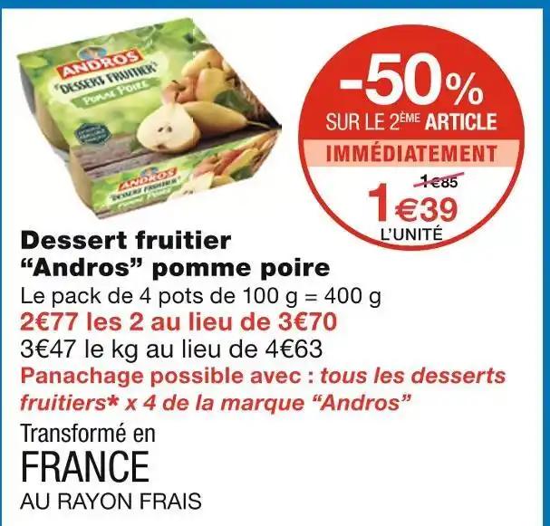Andros Dessert fruitier pomme poire