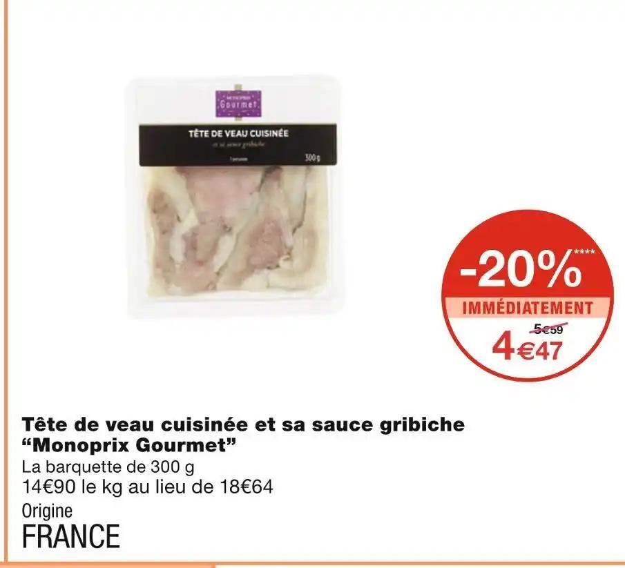 Monoprix Gourmet Tête de veau cuisinée et sa sauce gribiche