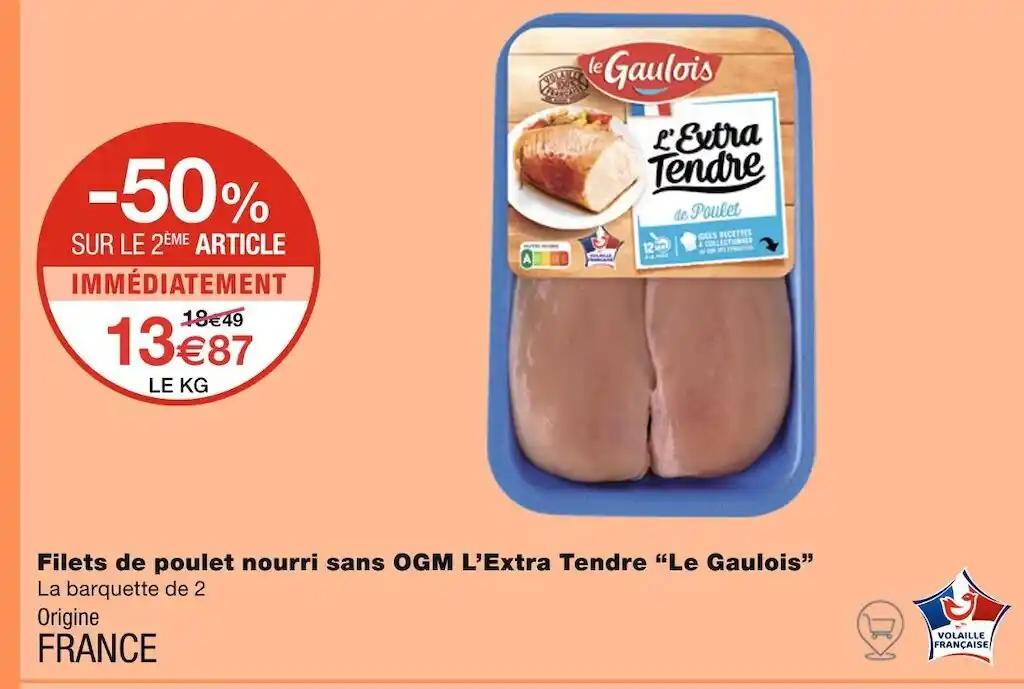 Le Gaulois Filets de poulet nourri sans OGM L’Extra Tendre