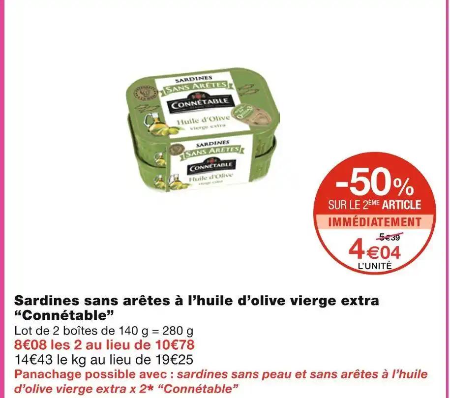 Connétable Sardines sans arêtes à l’huile d’olive vierge extra