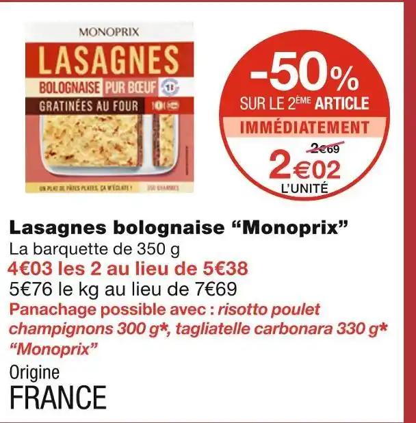 Monoprix Lasagnes bolognaise