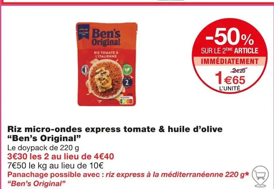 Ben’s Original Riz micro-ondes express tomate & huile d’olive