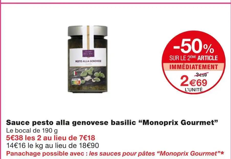 Monoprix Gourmet Sauce pesto alla genovese basilic