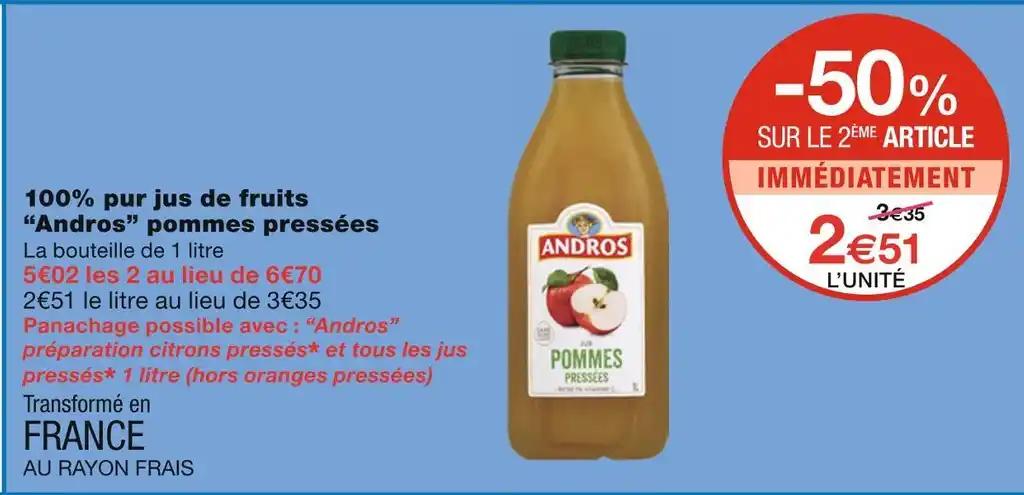 ANDROS 100% pur jus de fruits pommes pressées