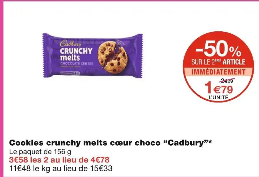 Cadbury Cookies crunchy melts cœur choco