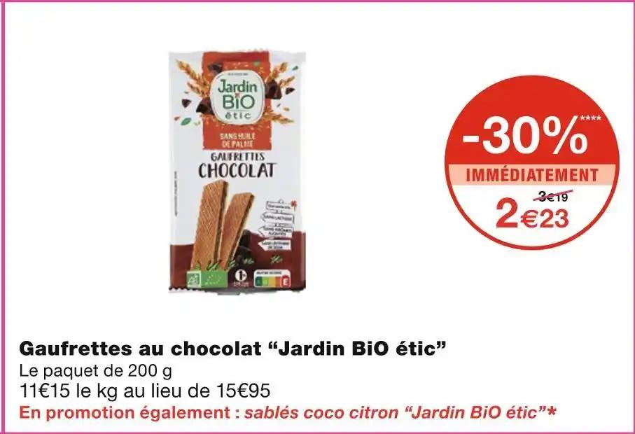 Jardin BiO étic Gaufrettes au chocolat