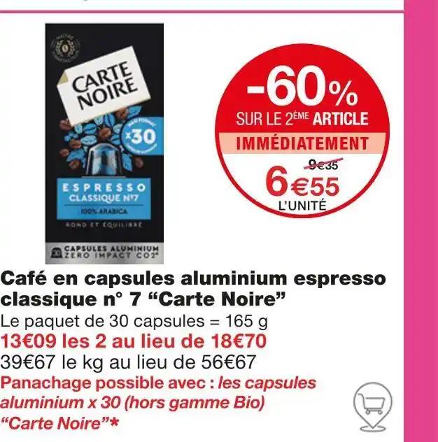 Carte Noire Café en capsules aluminium espresso classique n° 7