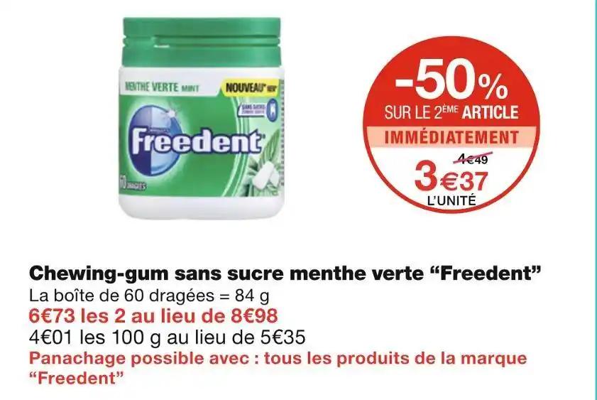 Freedent Chewing-gum sans sucre menthe verte
