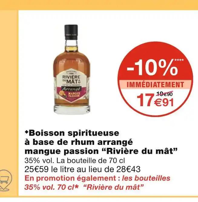 Rivière du mât Boisson spiritueuse à base de rhum arrangé mangue passion